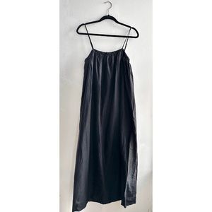H&M Voluminous Linen-blend Dress, Black, Size M